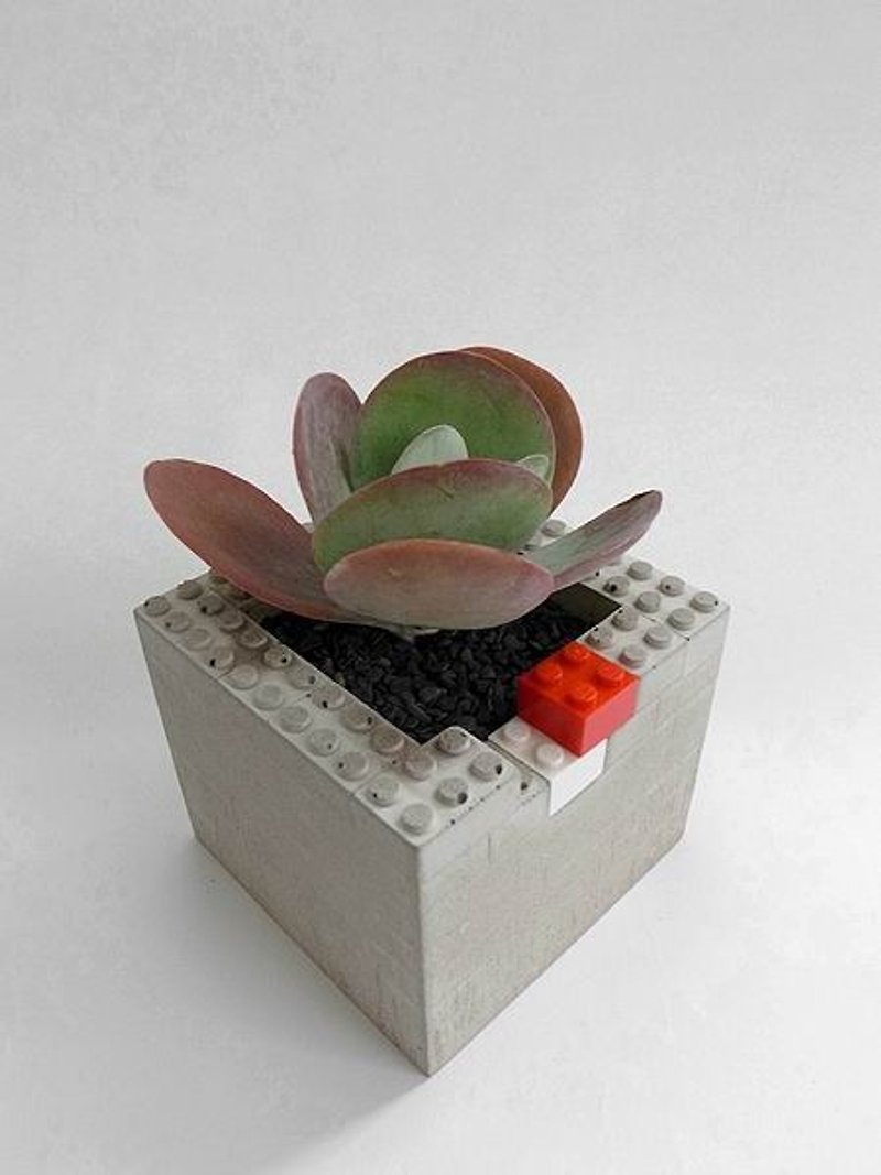 #1 Building block Cement flower - ตกแต่งต้นไม้ - ปูน สีเทา