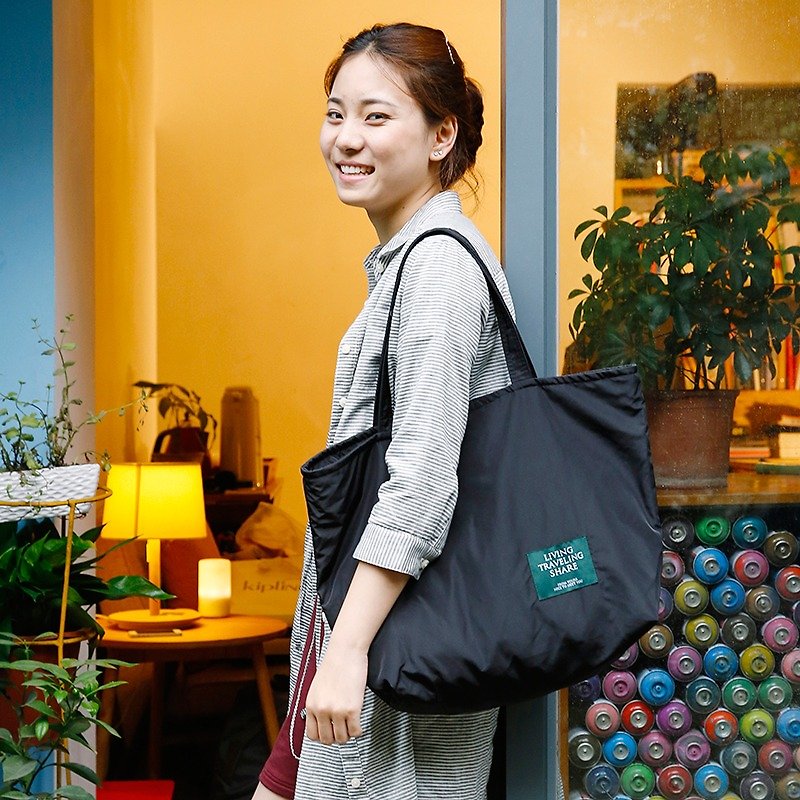 ntmy. Large memory fabric commuter bag TOTE bag handbag black - Handbags & Totes - Other Materials Black