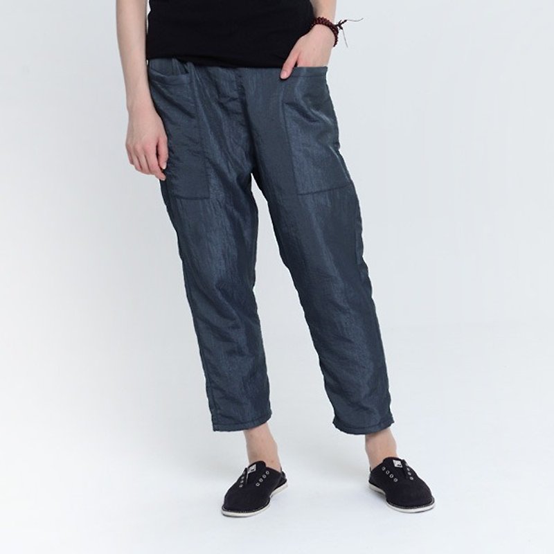 BUFU Glossy slim fit pencil pants  P150612 - กางเกงขายาว - ผ้าฝ้าย/ผ้าลินิน สีน้ำเงิน