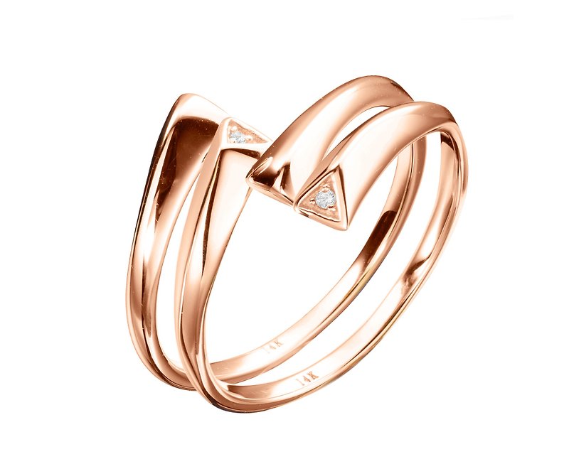 Rose Gold Bridal Set, Rose Gold Wedding Band Set, 14k Diamond Engagement Ring - Couples' Rings - Rose Gold Gold