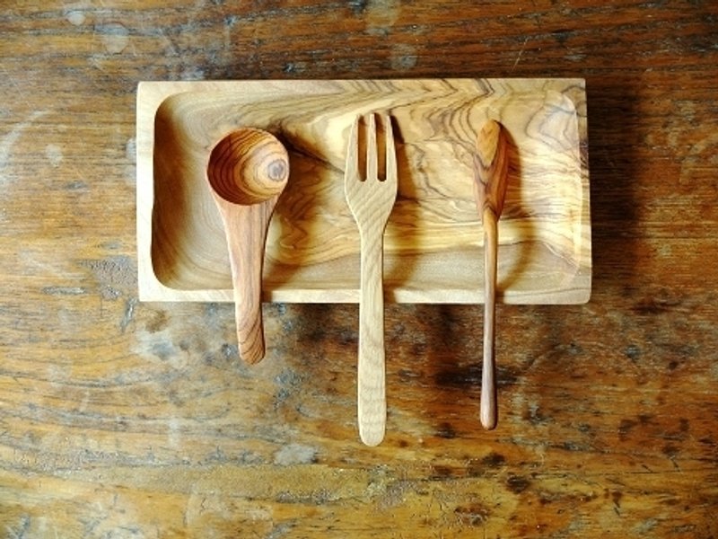 Olive wood logs series of small corners of the rectangular plate * dishes disk or vice versa when the jewelry Showcase !! - Cutlery & Flatware - Wood Brown