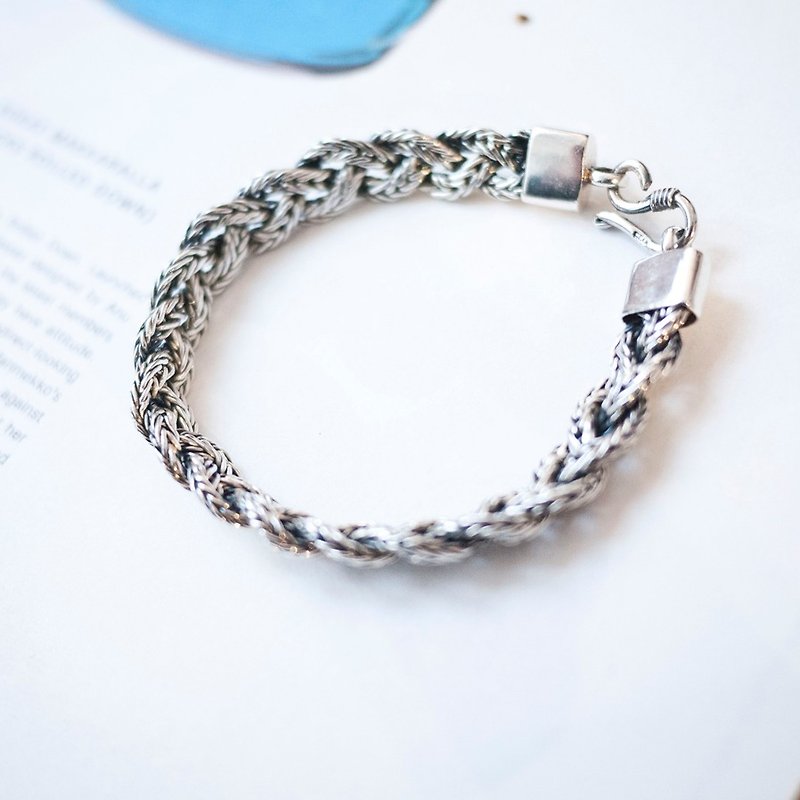 MUFFëL 925 Silver Sterling Silver Series-Knitting Ribbon Bracelet - Bracelets - Sterling Silver Gray