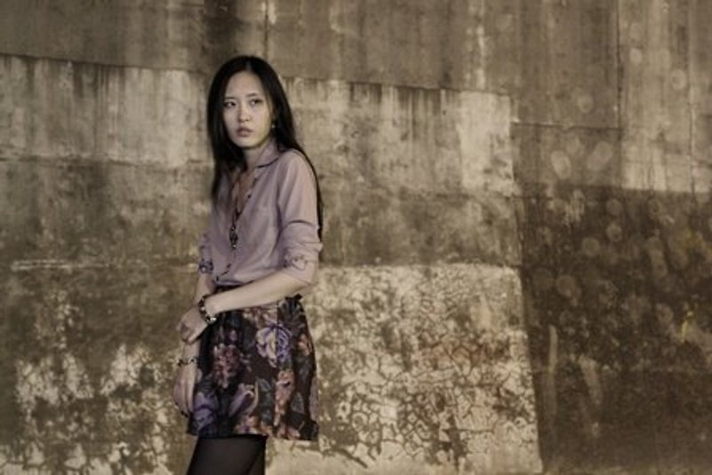 SARTO X Chang Ching Wang  印花高腰短裙 - 裙子/長裙 - 其他材質 咖啡色