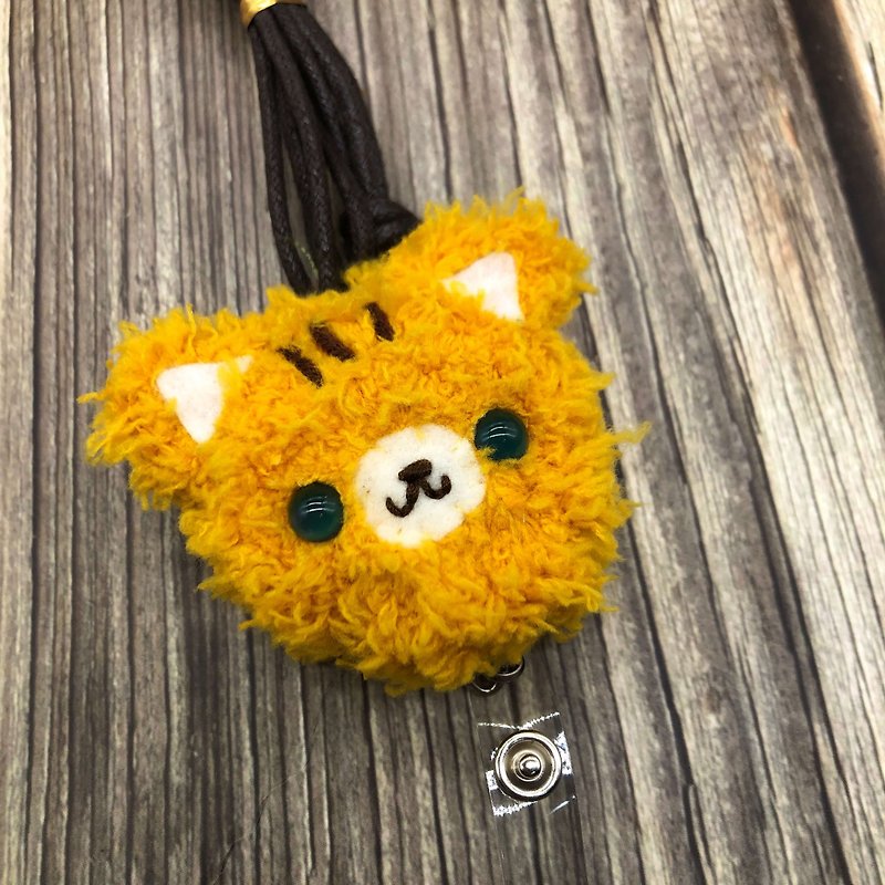 Orange Cat - Retractable Identification Card Ticket Holder Card Set Wool Weaving Small Object Document Set Work Permit - ID & Badge Holders - Polyester Orange