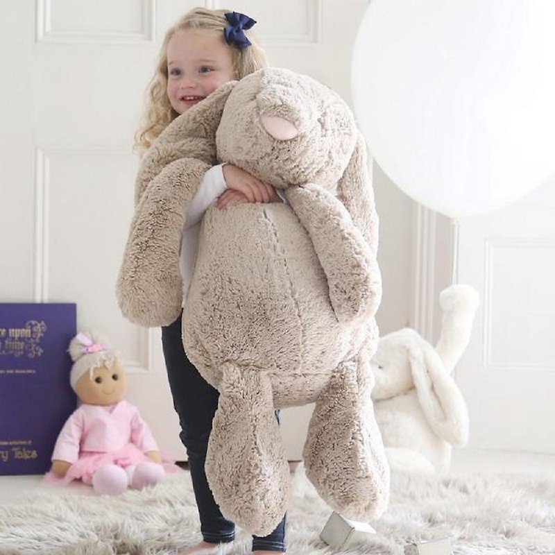 Jellycat Bashful Beige Bunny Really Big 67cm - Stuffed Dolls & Figurines - Polyester Gray