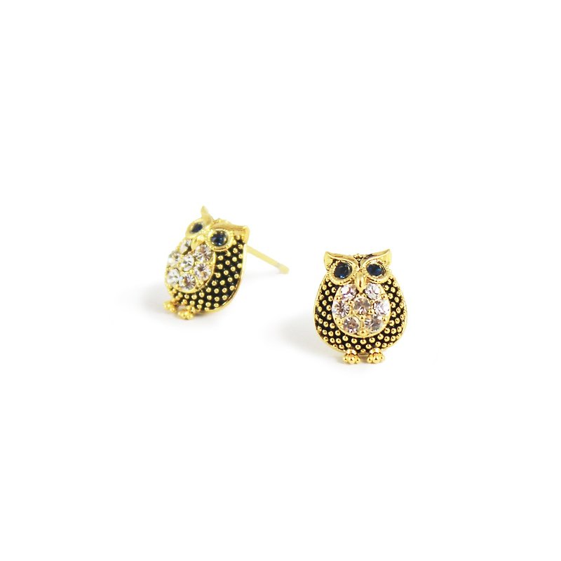 Bibi favorite animal series - the owl Cuckoo earrings - ต่างหู - โลหะ 