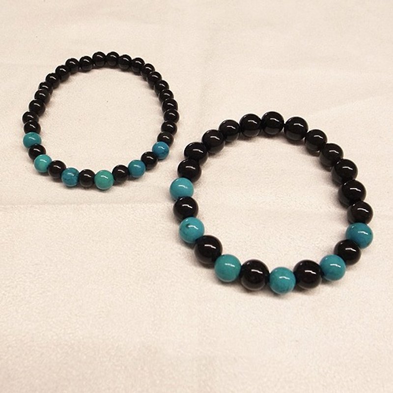 ☽ Qi Xi hand for ☽] [07220-6m obsidian with Teal turquoise series - Metalsmithing/Accessories - Other Materials Green