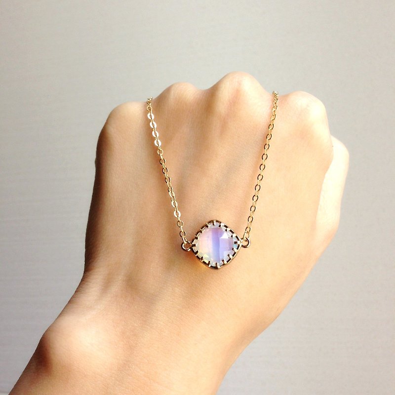 「KeepitPetite」微希メッキダイヤモンドガラスエッジング模造宝石ネックレス魔法の透明白色 - ネックレス - 宝石 