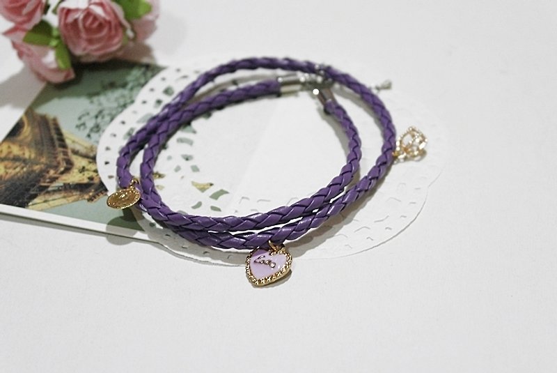 * Circling round series leather bracelet * - Limited a purple // // - สร้อยข้อมือ - หนังแท้ สีม่วง