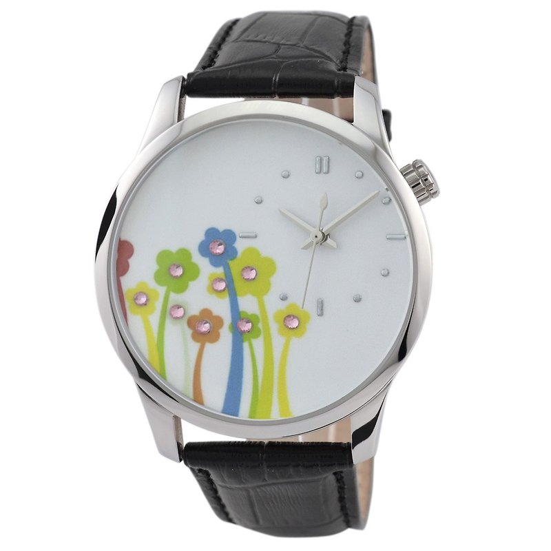 Flower Watch dotted Pink Crystals (Colorful) - Men's & Unisex Watches - Other Metals Multicolor