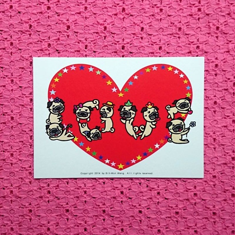 Postcard-Pug's LOVE - การ์ด/โปสการ์ด - กระดาษ ขาว