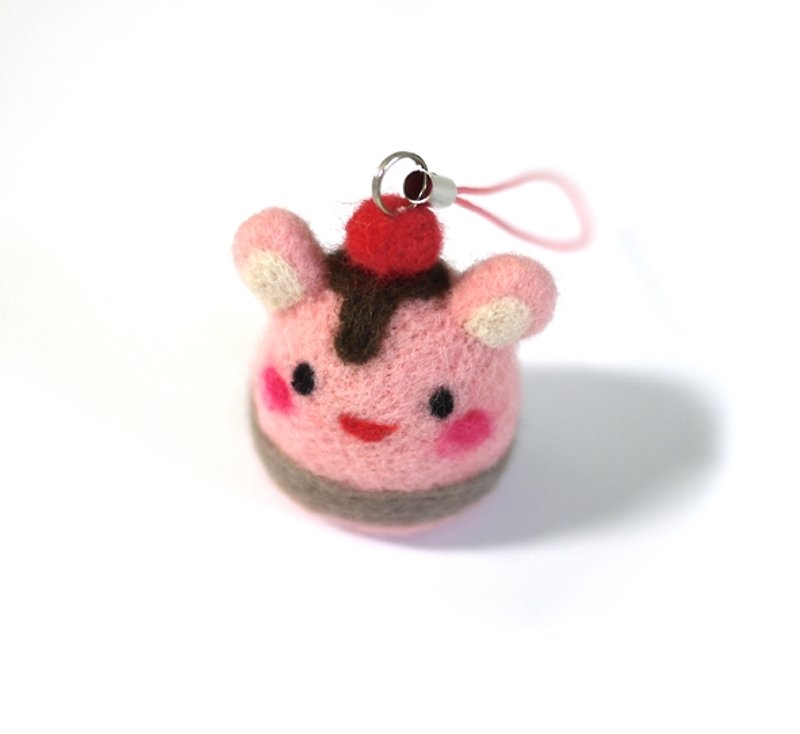 Wool felt material bag - Cake Bunny Charm (one entry) - Stuffed Dolls & Figurines - Other Materials Pink