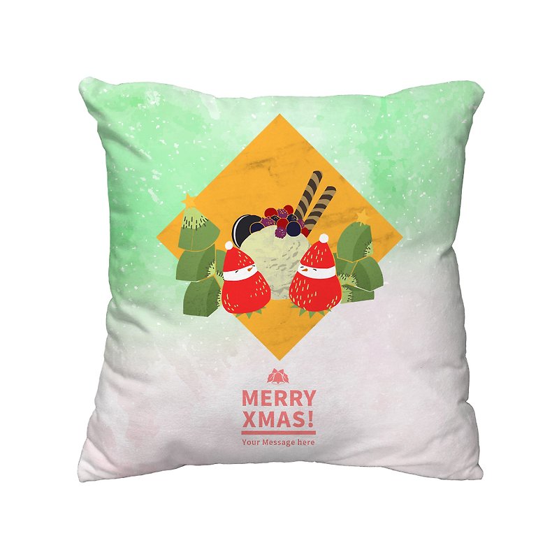 【Strawberry Snowman Sundae】 Christmas custom throw pillow - Pillows & Cushions - Polyester Multicolor