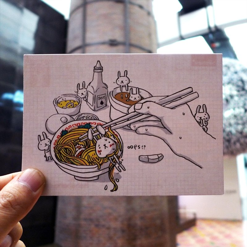 Designing postcards｜Eating noodle rabbit - การ์ด/โปสการ์ด - กระดาษ หลากหลายสี