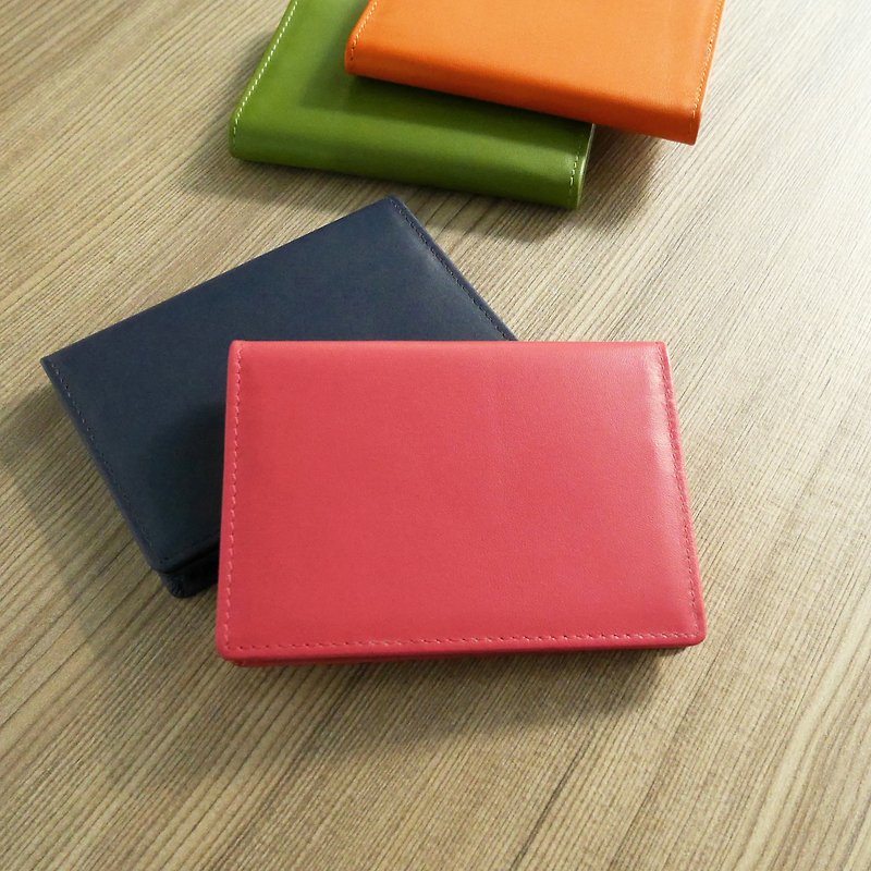 Colorful series - leather business card holder / Rose Red - Card Holders & Cases - Genuine Leather Red