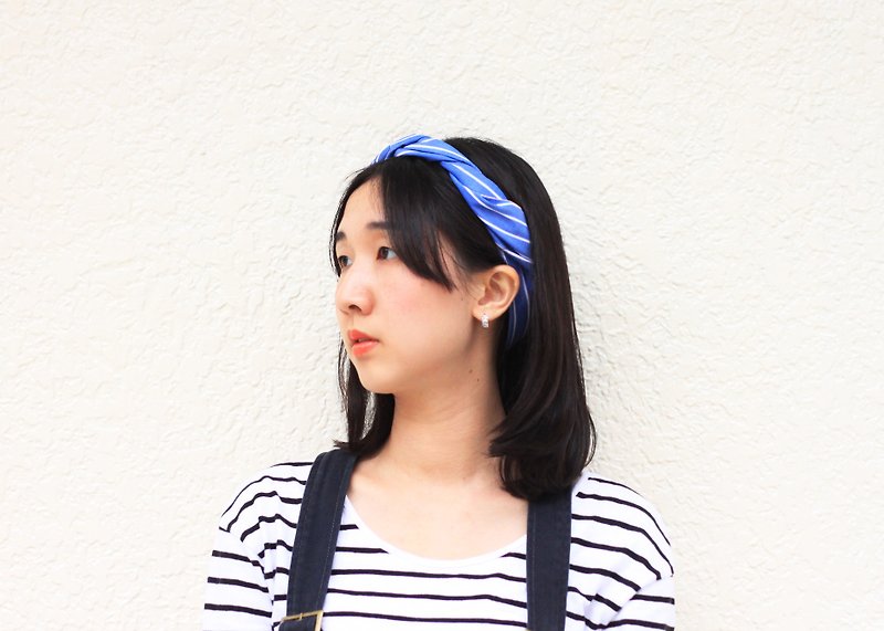 [The MAMA's Closet] Rangers (blue white) / wide face dual scarf-style hair band - Hair Accessories - Other Materials Multicolor
