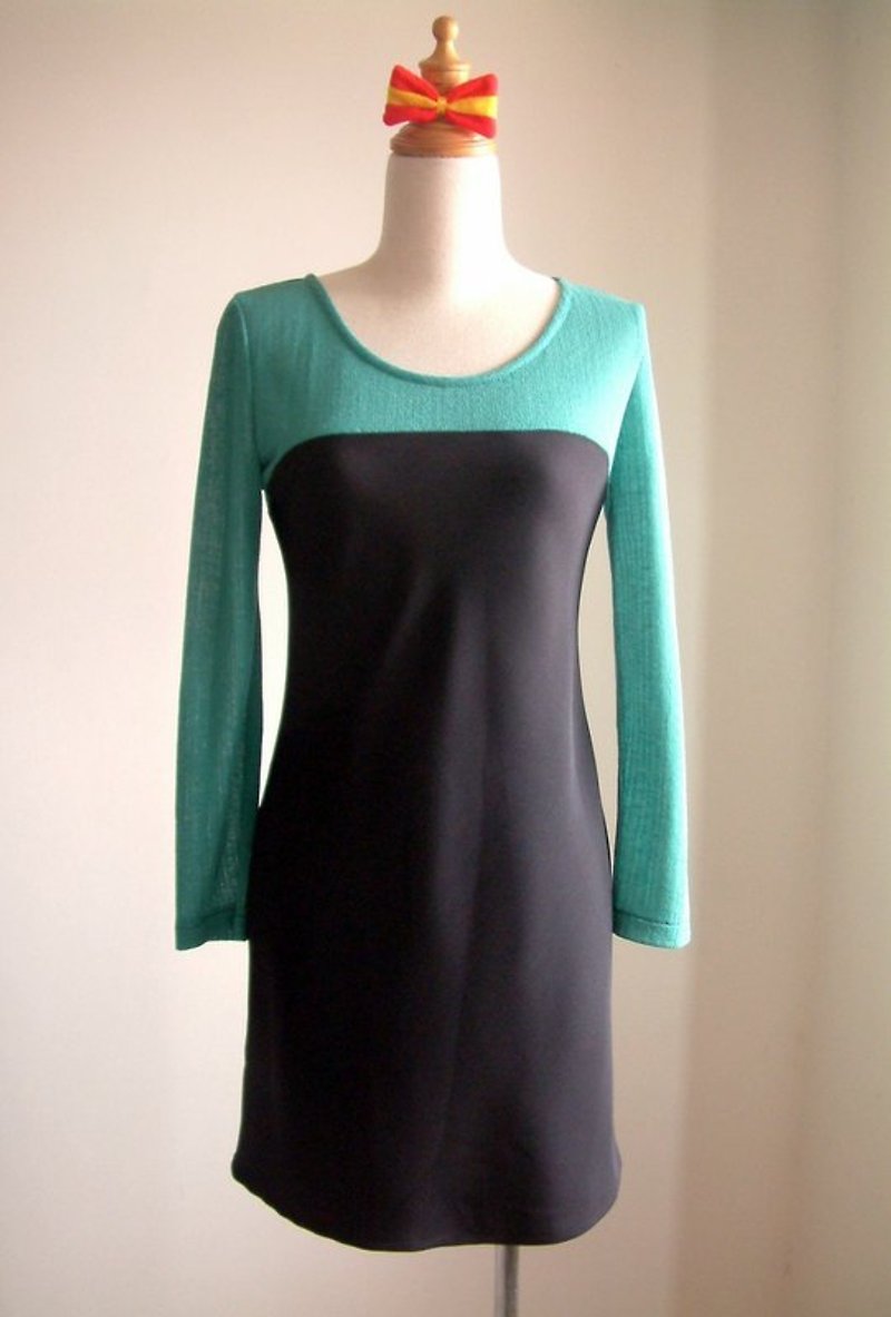 小さなドレスの編み物と継ぎ合わせ - ワンピース - その他の素材 グリーン