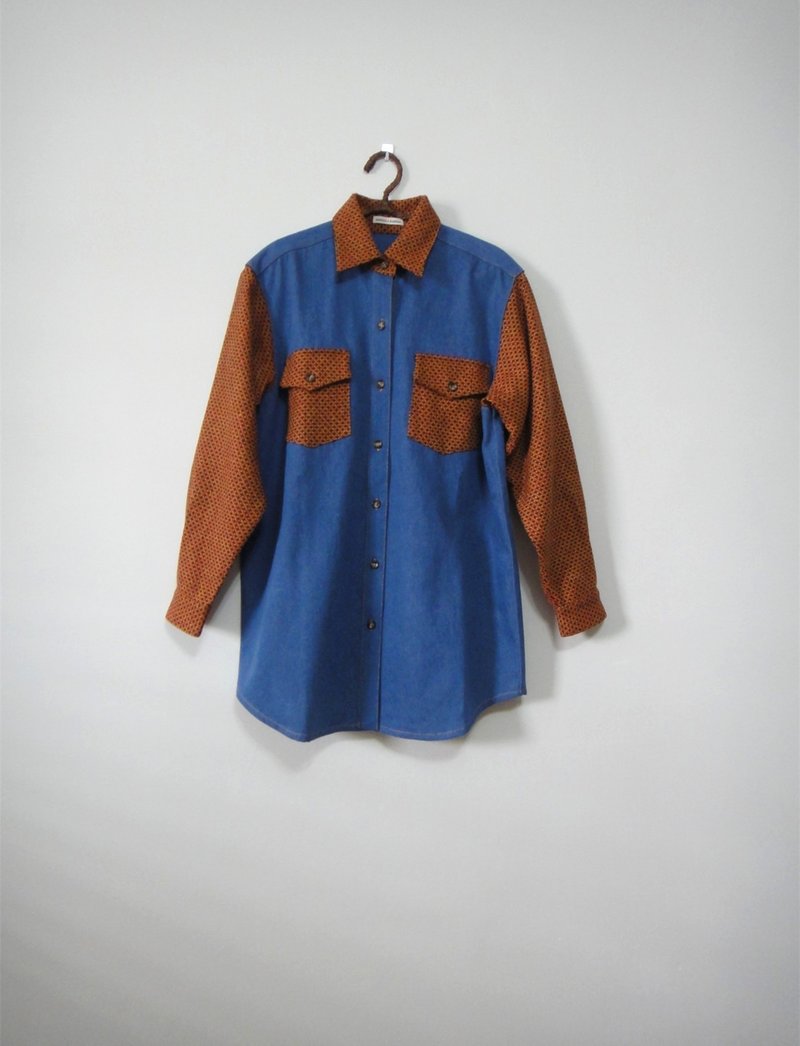 【Addition X Addition_手作．復古橘．牛仔襯衫】 - Women's Shirts - Other Materials 