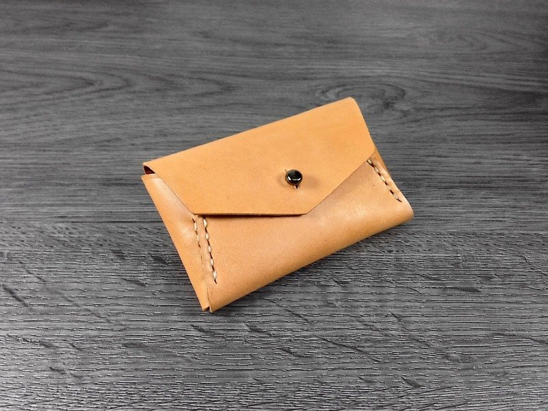 MICO 手縫皮革信封小皮夾(淺茶) - 長短皮夾/錢包 - 真皮 橘色