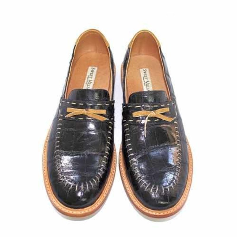 Grace Crocodile Loafer Shoes M1096 Black - 男休閒鞋 - 真皮 黑色