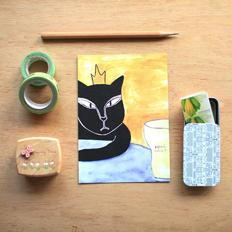 Postcard ∣ King Cat - การ์ด/โปสการ์ด - กระดาษ สีส้ม