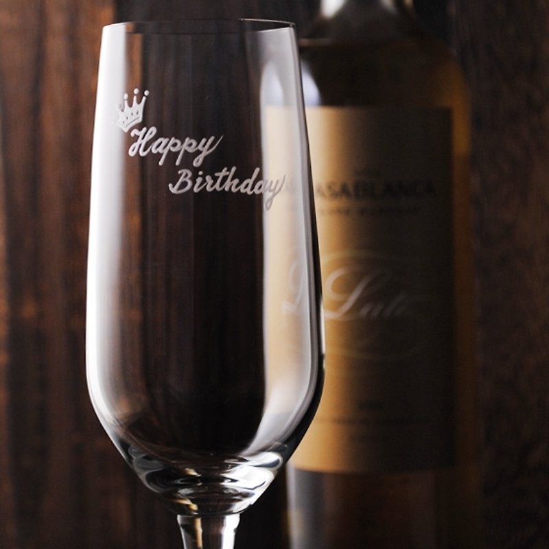 185cc [MSA congratulate birthday special glasses] (cut thin edge) Crown Champagne glass birthday gifts - Bar Glasses & Drinkware - Glass Brown