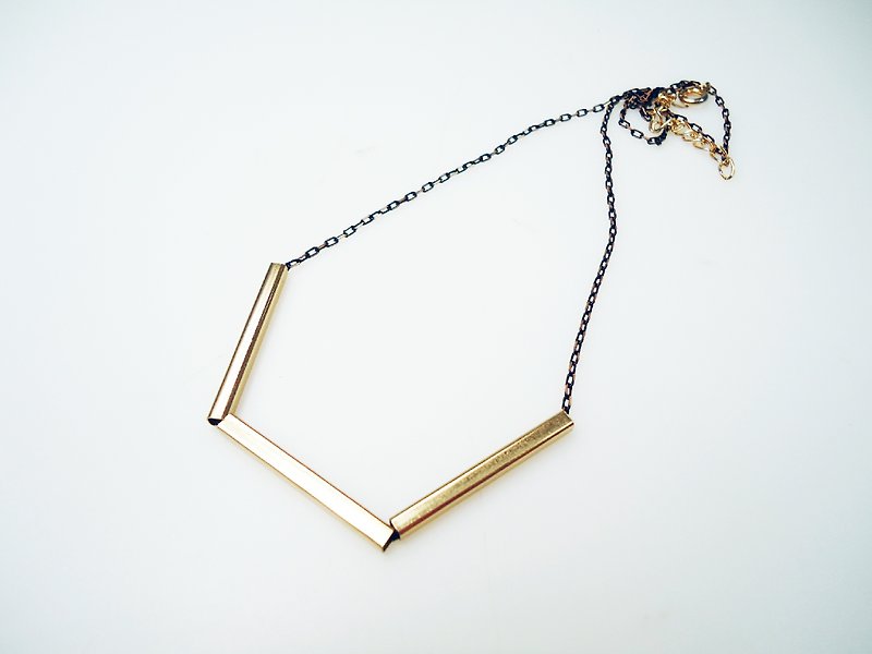 Simple rectangular metal necklace - Necklaces - Other Metals Yellow
