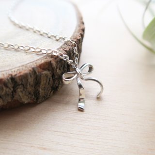 925 sterling silver small bow necklace clavicle chain long chain free gift packaging