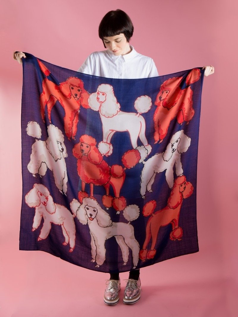Prize poodle wool scarf | Karen Mabon - ผ้าพันคอถัก - ขนแกะ สีน้ำเงิน