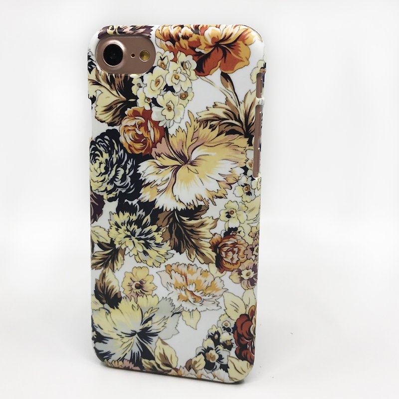 Floral pattern burnt brown classic white 12 3D Full Wrap Phone Case, available for  iPhone 7, iPhone 7 Plus, iPhone 6s, iPhone 6s Plus, iPhone 5/5s, iPhone 5c, iPhone 4/4s, Samsung Galaxy S7, S7 Edge, S6 Edge Plus, S6, S6 Edge, S5 S4 S3  Samsung Galaxy Not - เคส/ซองมือถือ - พลาสติก หลากหลายสี
