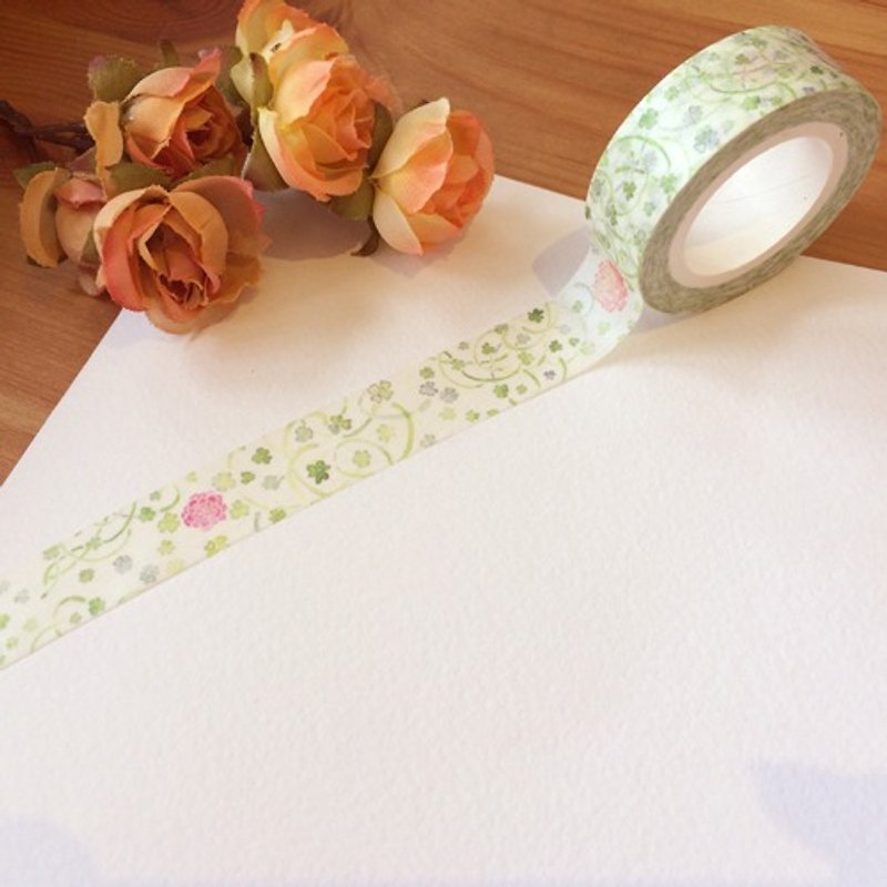 クローバー和紙/マスキングテープ 10×15 - マスキングテープ - 紙 グリーン