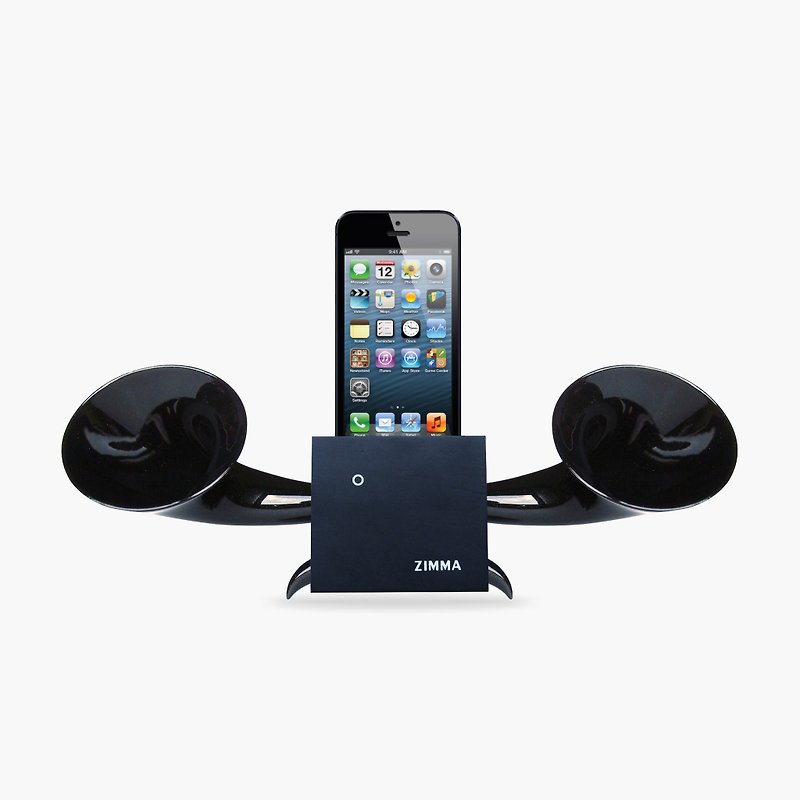 デパート訳あり商品! ZIMMA-ステレオ2チャンネル拡声器ブラックバージョン(2色) iPhone SE以降の機種 - スピーカー - 木製 ブラック