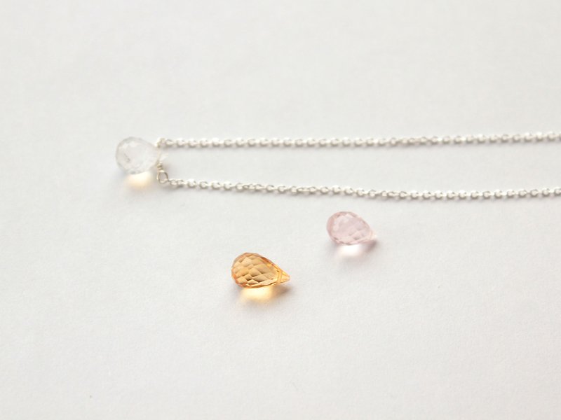 Journal Citrine/Rainbow Semi- Gemstone Bare Muscle Sterling Silver Clavicle Necklace - สร้อยคอ - โลหะ สีเหลือง