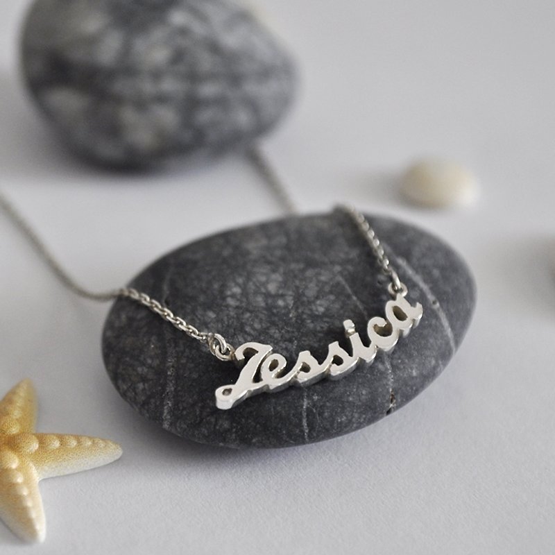 Personalized Tiny Name Necklace,Sterling Silver - สร้อยคอ - เงินแท้ สีเงิน