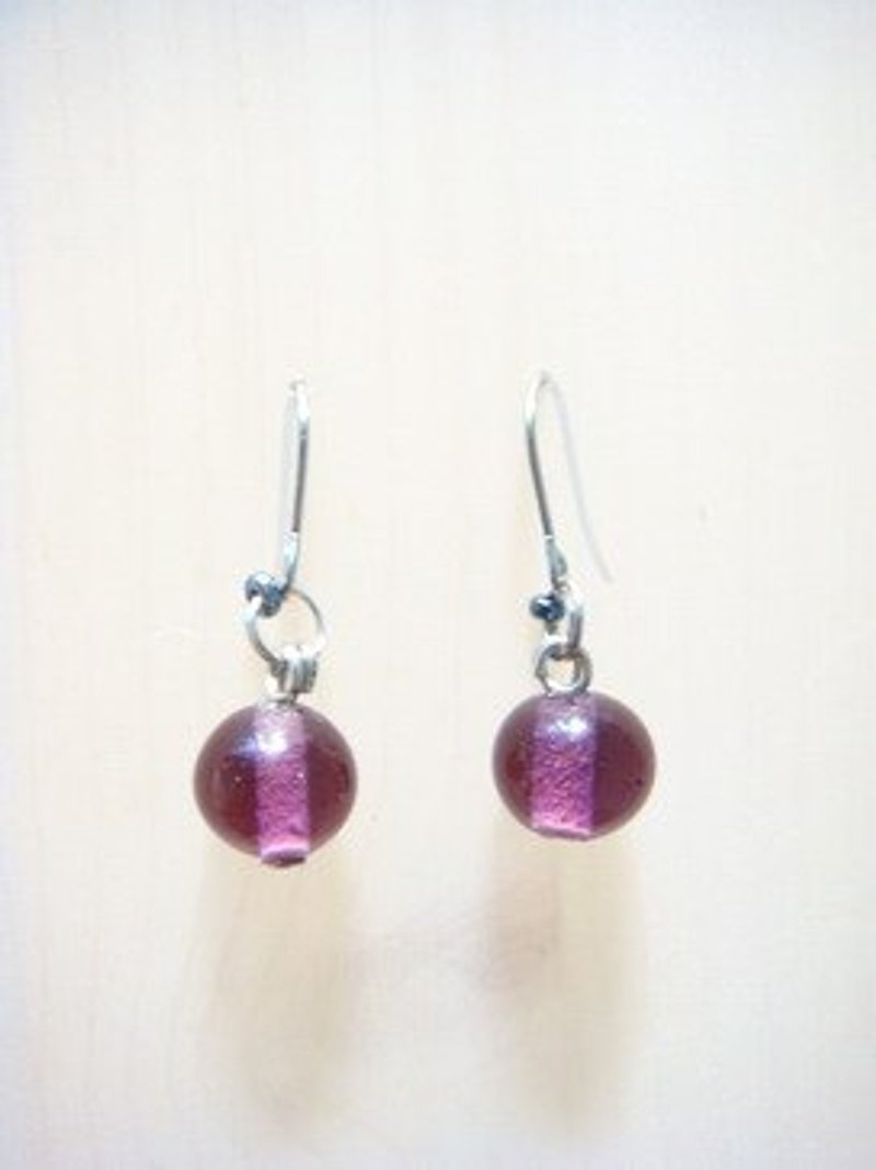柚子林琉璃 - 百搭琉璃耳環系列 - 葡萄紫 - 可改夾式 - 耳環/耳夾 - 玻璃 紫色