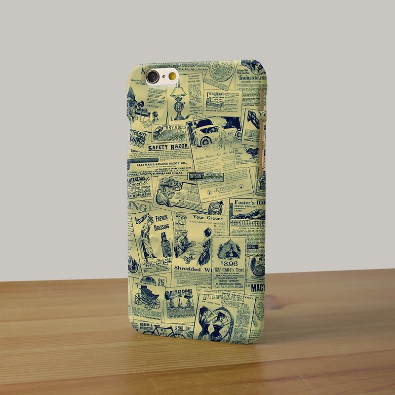 Vintage retro newspaper 3D Full Wrap Phone Case, available for  iPhone 7, iPhone 7 Plus, iPhone 6s, iPhone 6s Plus, iPhone 5/5s, iPhone 5c, iPhone 4/4s, Samsung Galaxy S7, S7 Edge, S6 Edge Plus, S6, S6 Edge, S5 S4 S3  Samsung Galaxy Note 5, Note 4, Note 3, - อื่นๆ - พลาสติก 