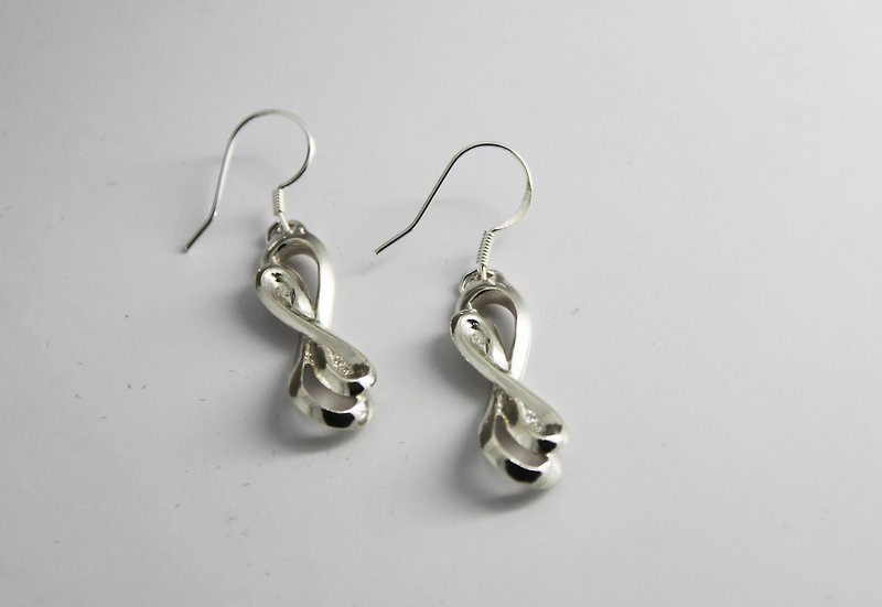 s925 sterling silver earrings-Dual Infinity - Earrings & Clip-ons - Sterling Silver Silver