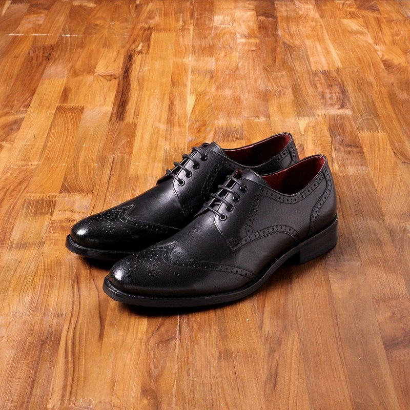 Vanger Elegance and Beauty‧Retro Seiko Full-Engraved Derby Shoes Va179 Black Made in Taiwan - Men's Oxford Shoes - Genuine Leather Black