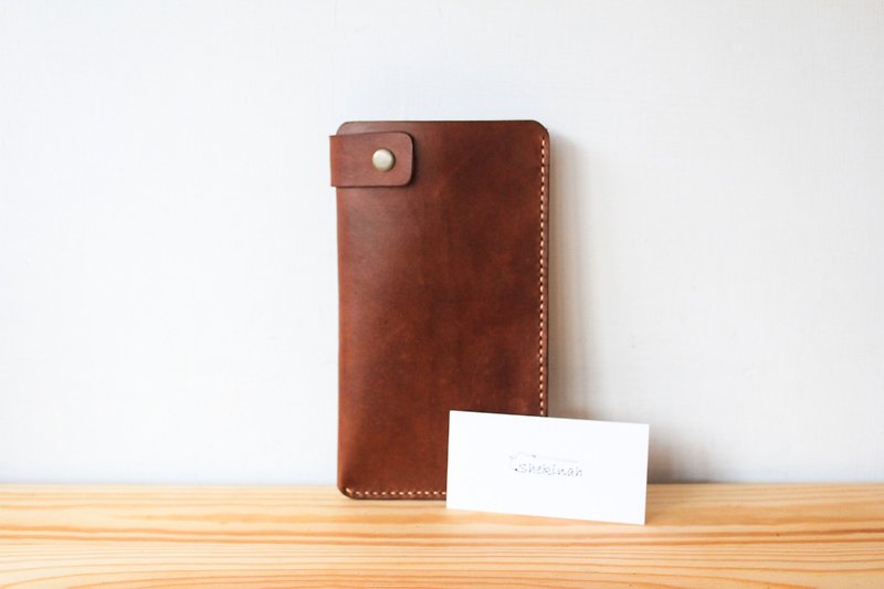 Shekinah handmade leather - Iphone plus leather case - Phone Cases - Genuine Leather Brown