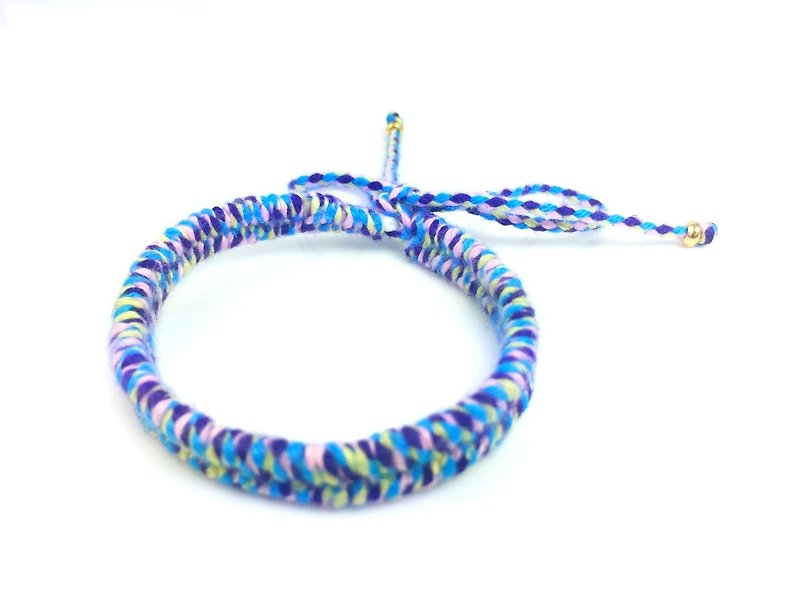 「日本は青と紫の手織りロープxをインポート」 - ブレスレット - コットン・麻 多色