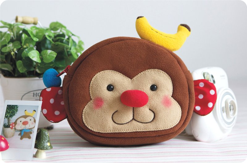 "Balloon" Multifunctional Storage Bag-Banana Monkey - กระเป๋าเครื่องสำอาง - วัสดุอื่นๆ สีนำ้ตาล