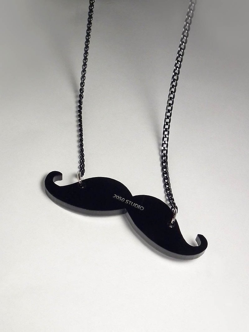 Lectra duck ▲ mustache ▲ necklace / key ring - Necklaces - Acrylic Black