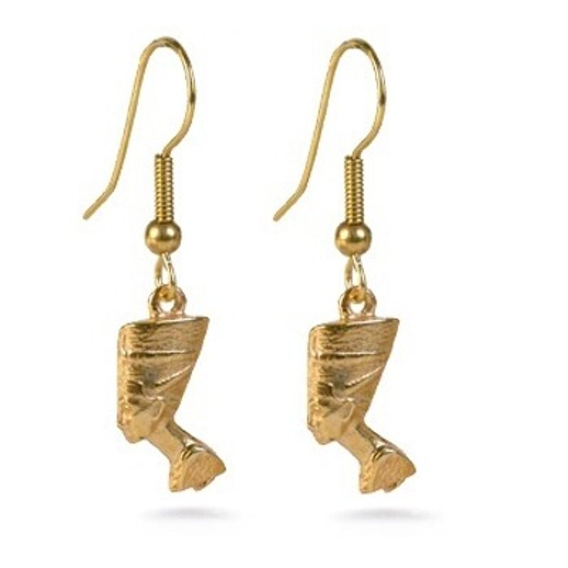 Ancient Egyptian Nefertiti Earrings - ต่างหู - โลหะ สีทอง