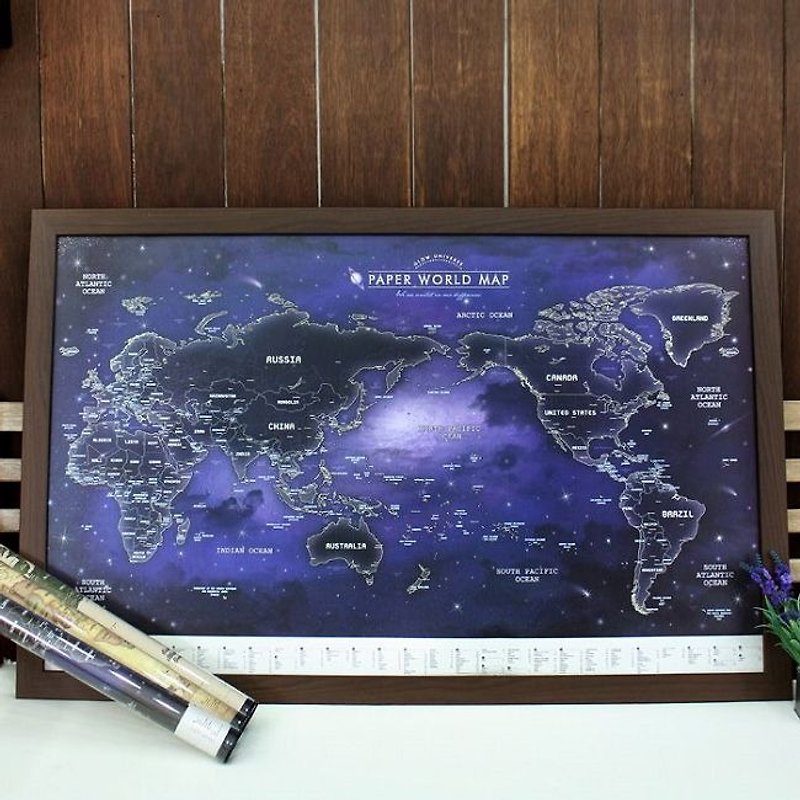 Dessin x Indigo- Around the World World Map Poster (single) - Glow Edition (limited home delivery), IDG05412 - Maps - Paper Blue