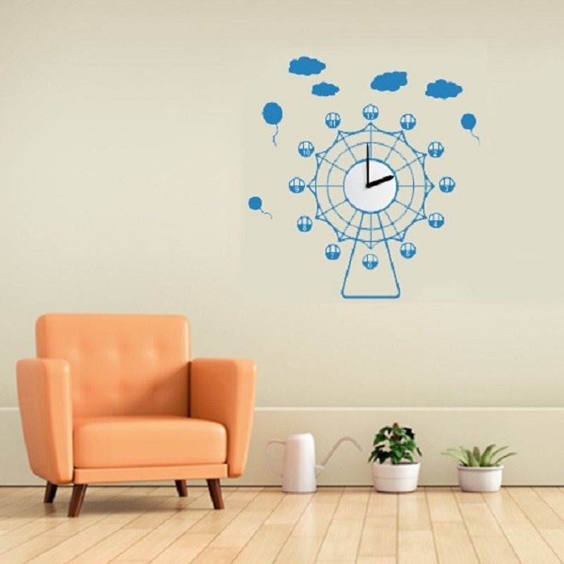Smart Design》創意無痕壁貼◆摩天輪時鐘(含台製機芯) 8色可選 - 壁貼/牆壁裝飾 - 塑膠 黃色