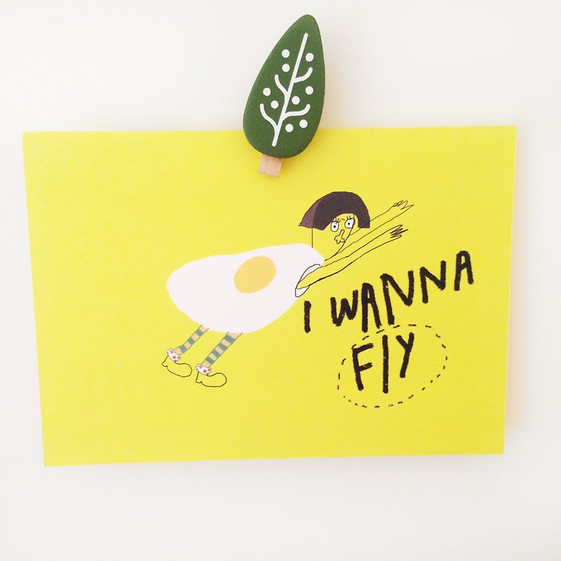 I Wanna Fly | Postcard - การ์ด/โปสการ์ด - กระดาษ สีเหลือง