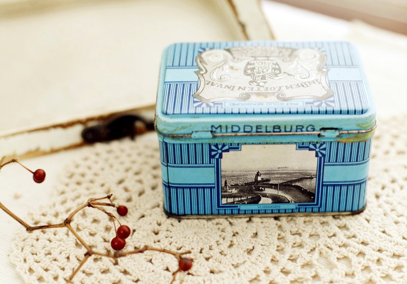 Good day [fetish] Netherlands Vintage tin Potter - กล่องเก็บของ - โลหะ สีน้ำเงิน