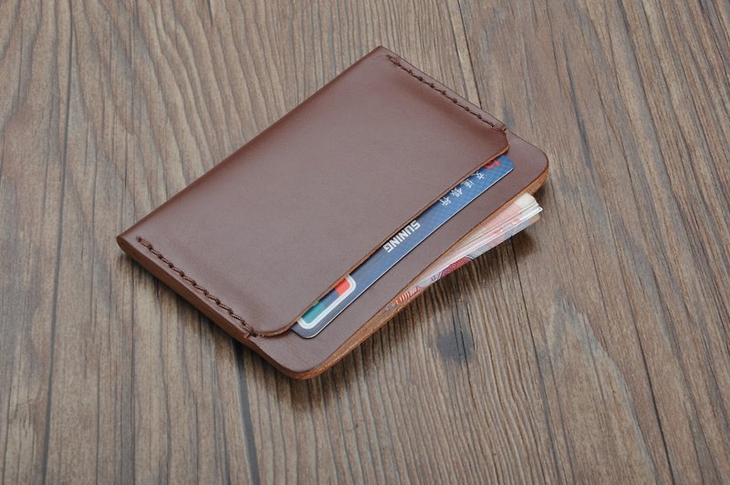 Summer holiday specials: buy 2 get 1 free hand-made European and American card holder leisure card credit card coin purse placket card protection cover three card slots free customized English name - Wallets - Genuine Leather 