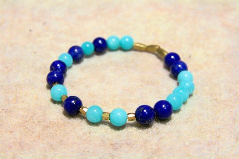 [Ofelia arts & amp; crafts] Natural Stone - natural stone lapis lazuli x Natural Milky Way [J12-dee] - Bracelets - Gemstone Blue