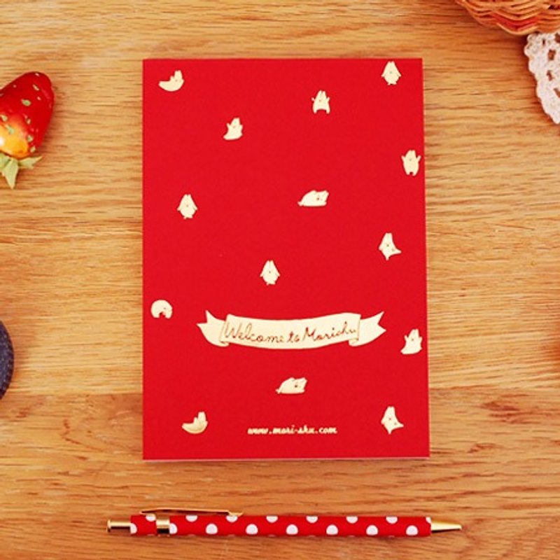 *Mori Shu*mochi rabbit bronzing note paper notebook - Red - Sticky Notes & Notepads - Paper Red